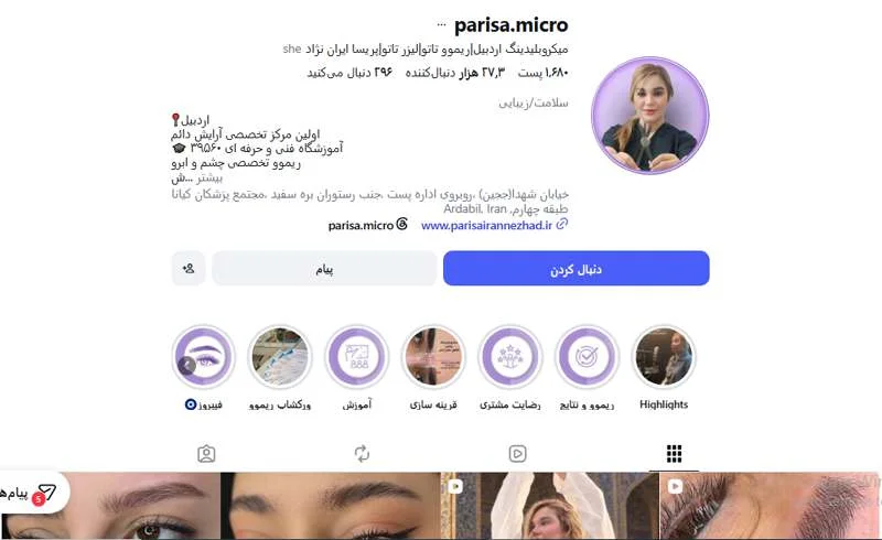 میکرو ابرو پریسا ایران نژاد اردبیل